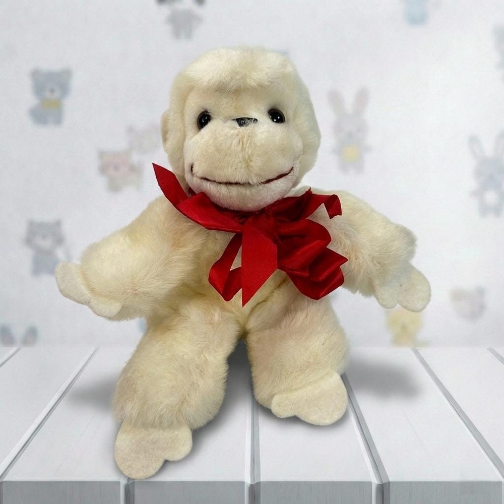 Vintage Russ Berrie White Mungo Monkey Plush - Rare 5" Miniature